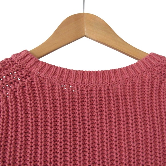 Banana Republic Garment Dyed Short Sleeve Sweater Small Red Clay Chunky Knit - Picture 7 of 9